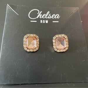 Chelsea Row Earrings Gold/Rose Gold with pink stones